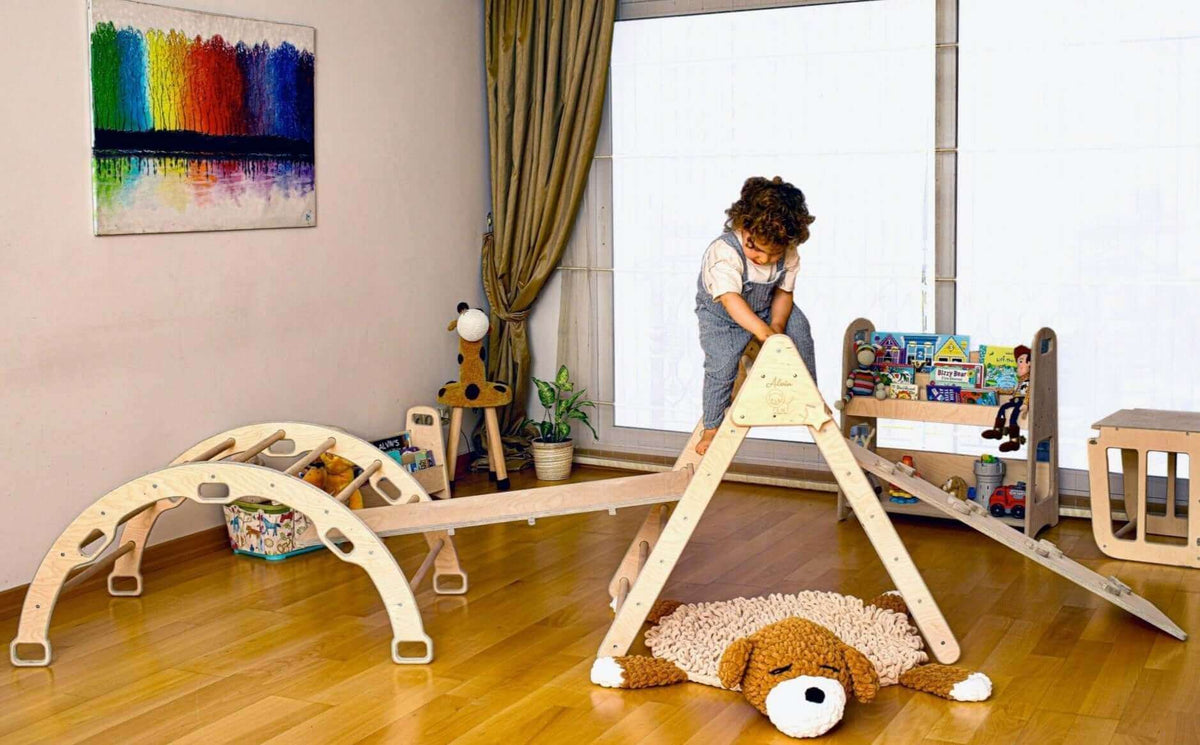 Montessori Climbing Set / Climbing Triangle - Arch / Rocker with 2 Ramps / 4 Pieces Set