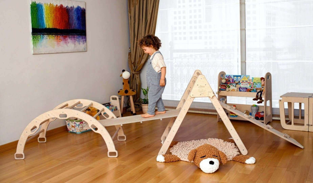 Montessori Climbing Set / Climbing Triangle - Arch / Rocker with 2 Ramps / 4 Pieces Set