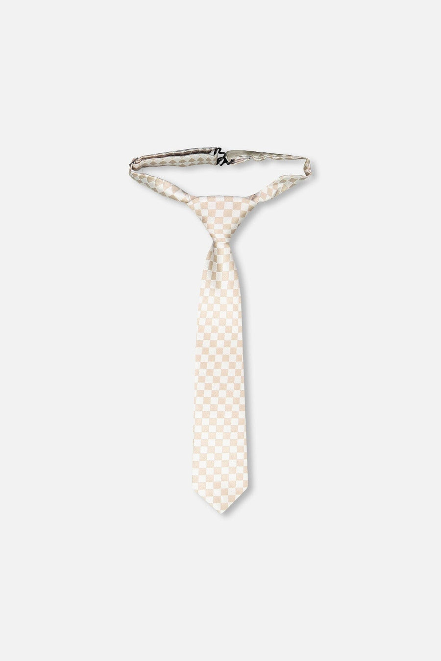 Neck Tie White And Sand Check