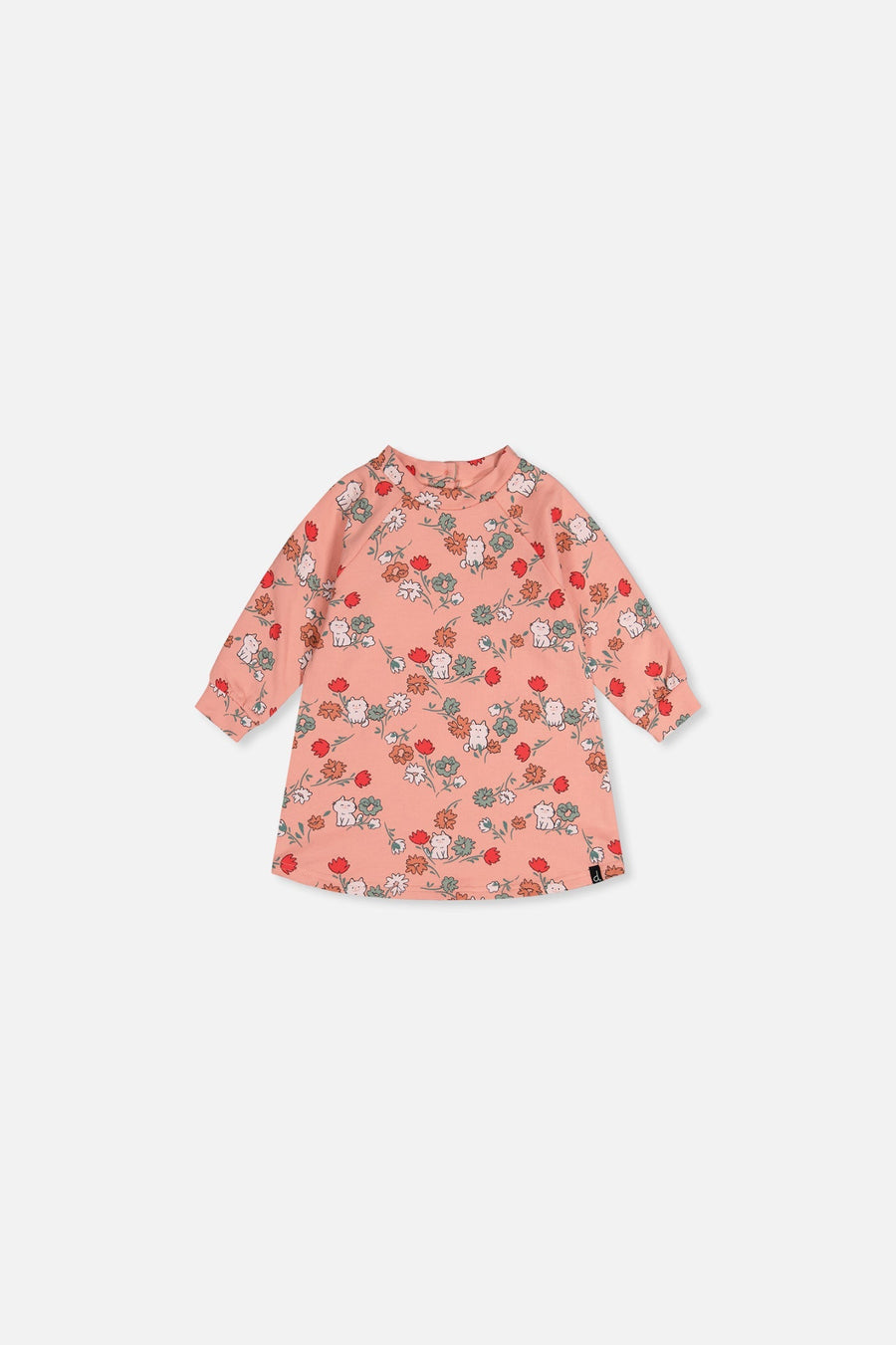 Baby French Terry Dress Pink Cat Print