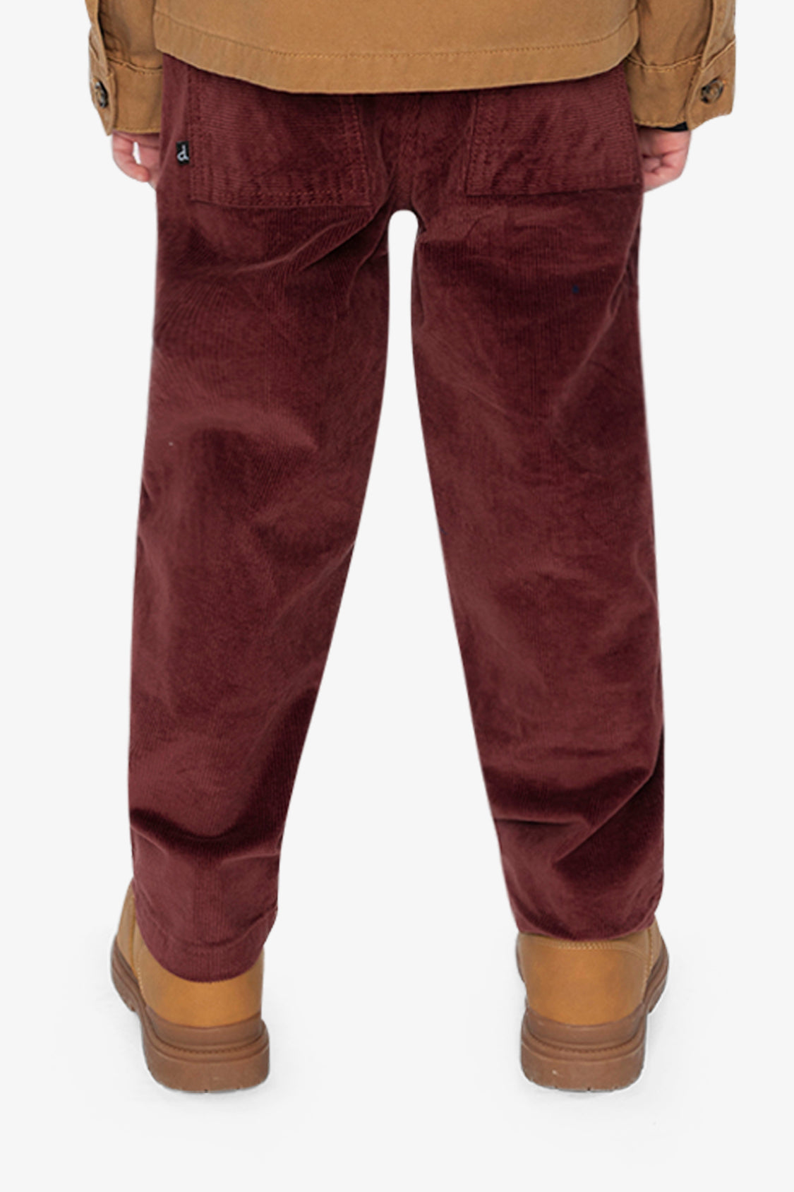 Stretch Corduroy Pants With Cargo Pocket Reddish-Brown