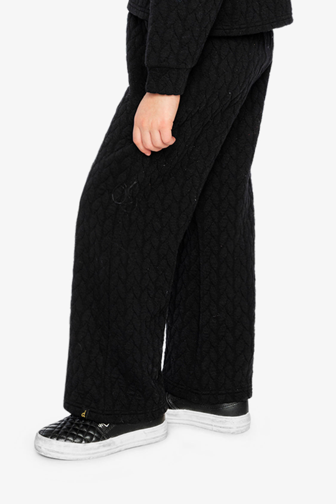 Wide Leg Jacquard Pants Black