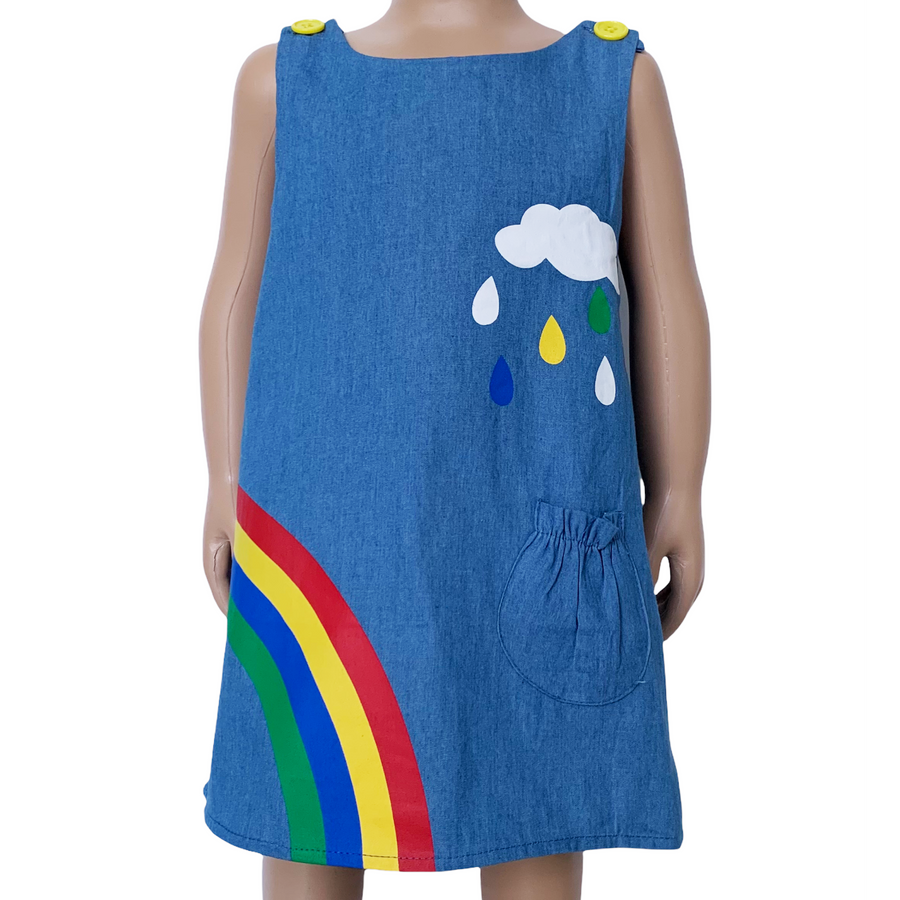 Rainbow Chambray Overall Dress