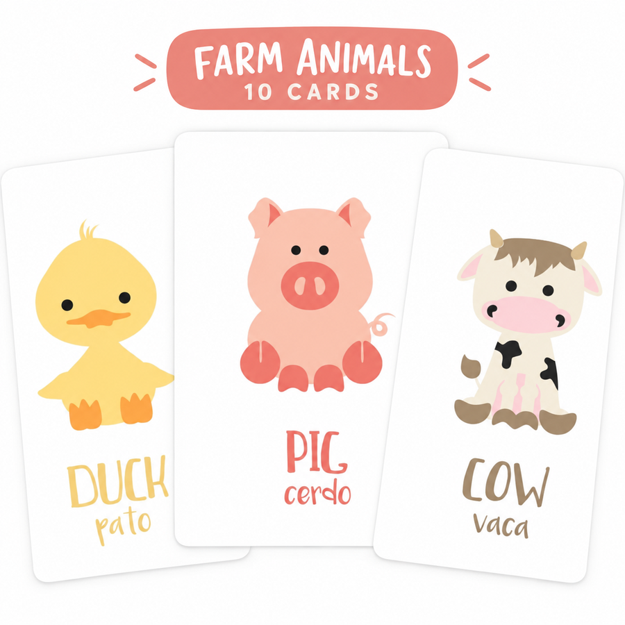 Animal Flash Cards Bundle for Toddlers | 50 First Words Cards