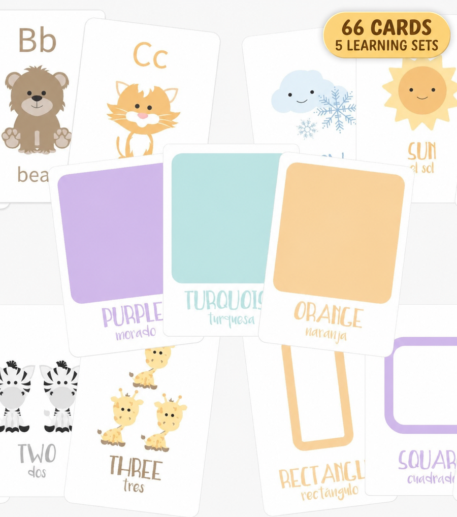 66-Piece Toddler Flash Card Bundle | ABC, Numbers, Colors, Shapes & Weather
