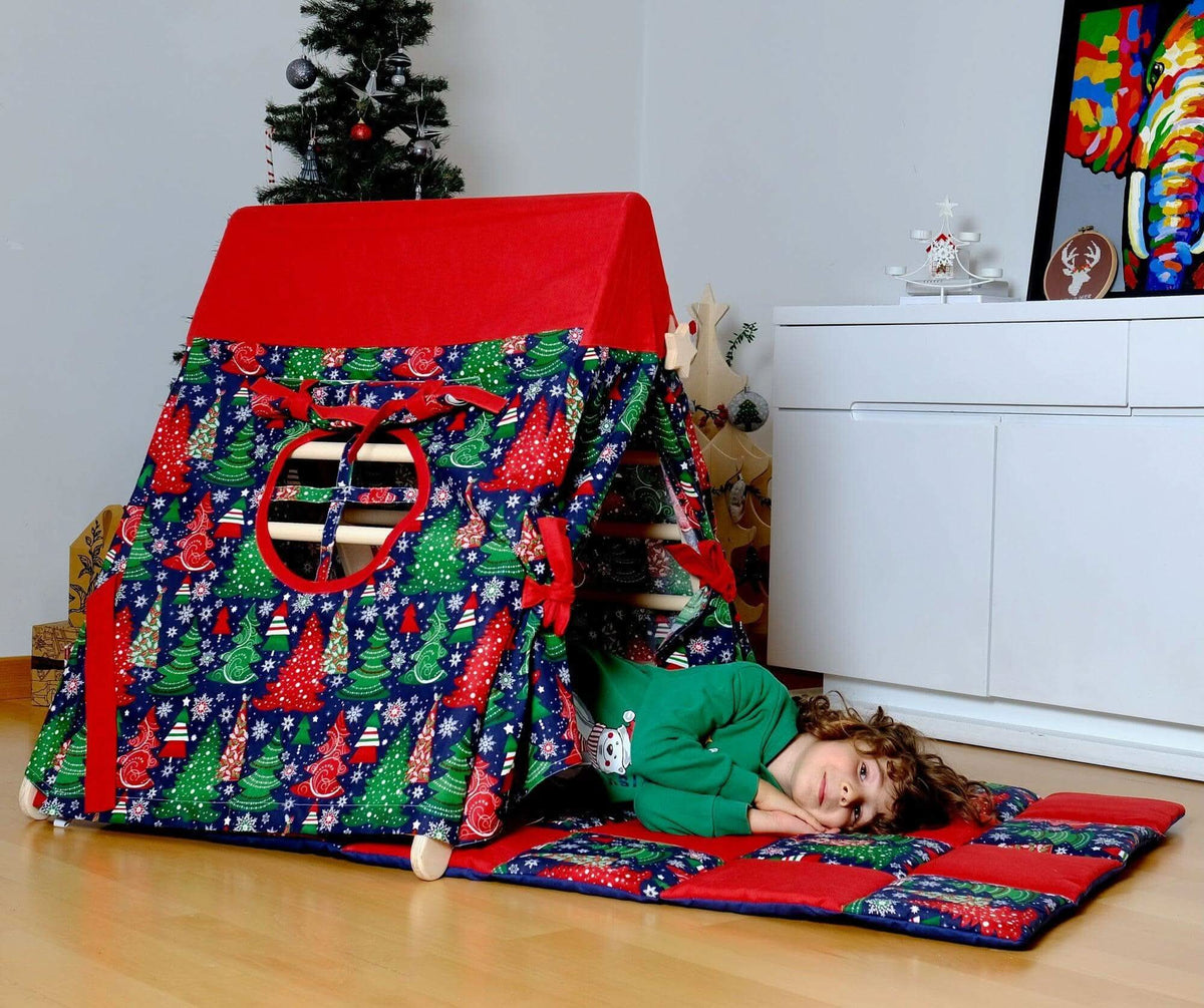 Climbing Triangle with Christmas Tent Cover, Mat, Ramp