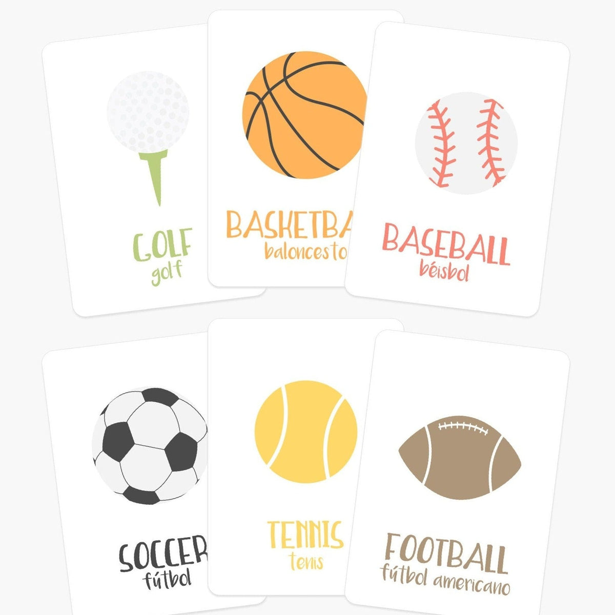 Bilingual Sports Flash Cards for Toddlers | English & Spanish