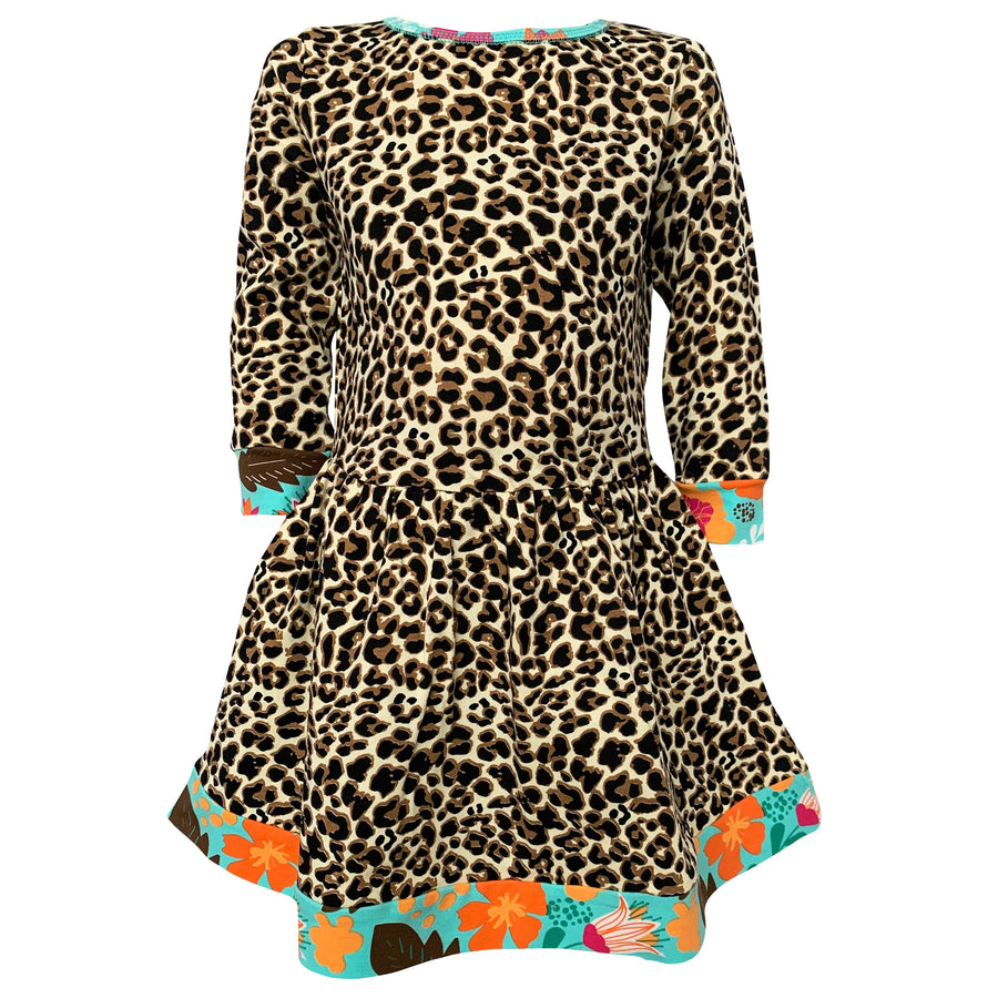 Leopard Floral Long Sleeve Dress